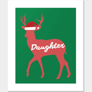 Daughter Reindeer Family Group Christmas Eve Matching Posters and Art